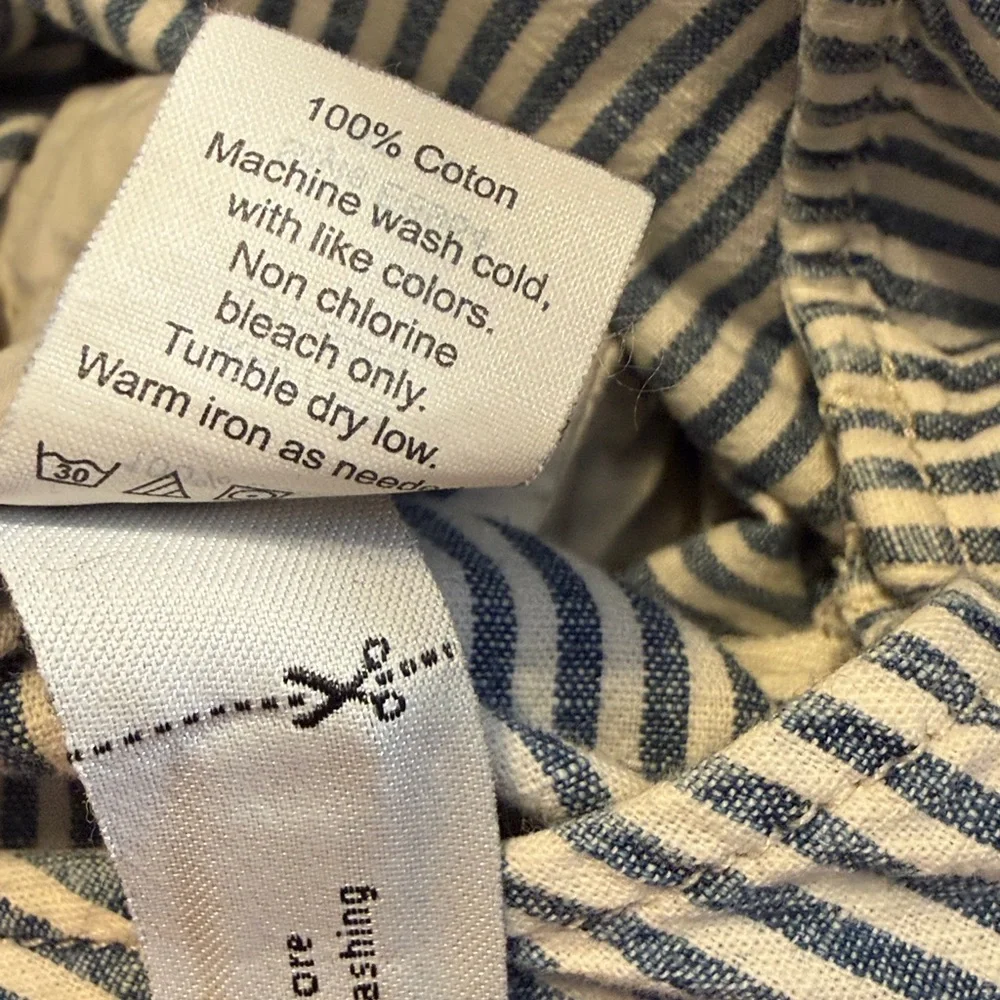 Madewell Blue White Striped Wide Leg Jumpsuit Size 00 Back‎ Zip Closure Pockets
